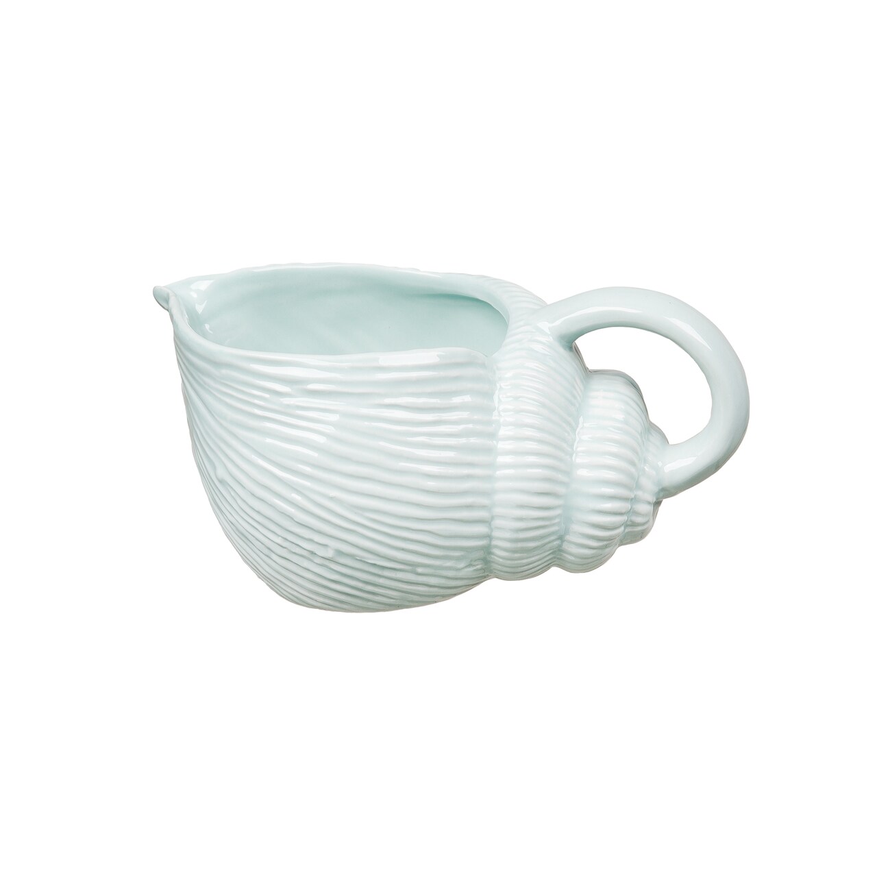 3.15" x 5.04" Conch Sea Shell Decorative Ceramic Gravy Boat Serving Dish